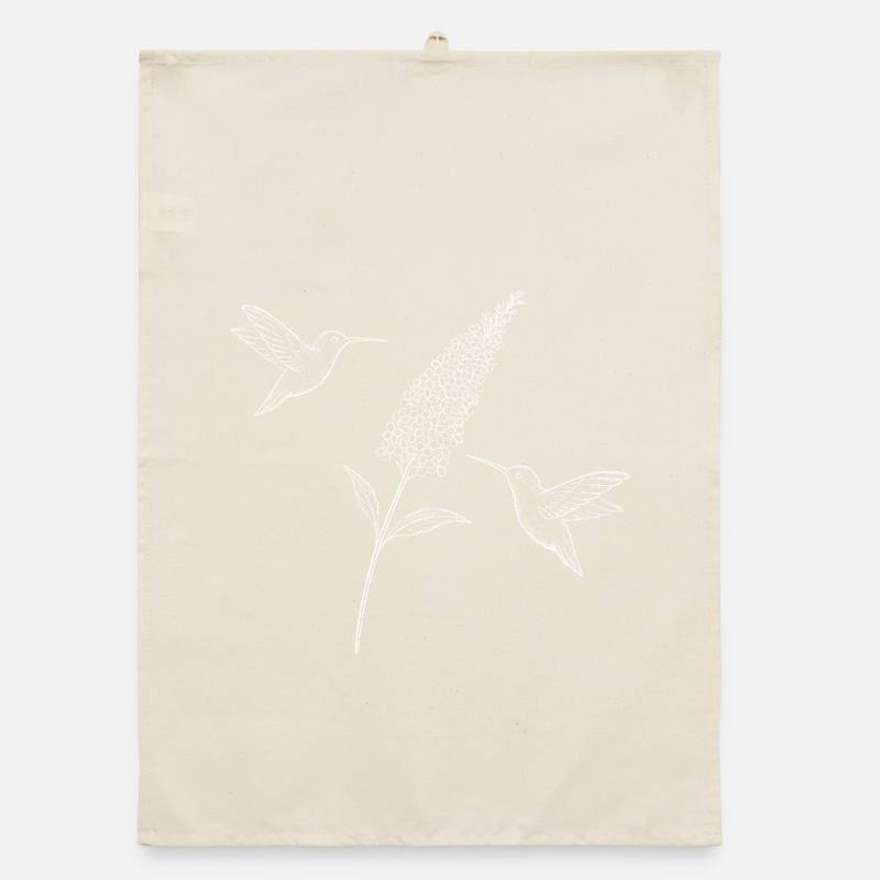 Colibris avec fleur Boho Cottagecore Torchon bio