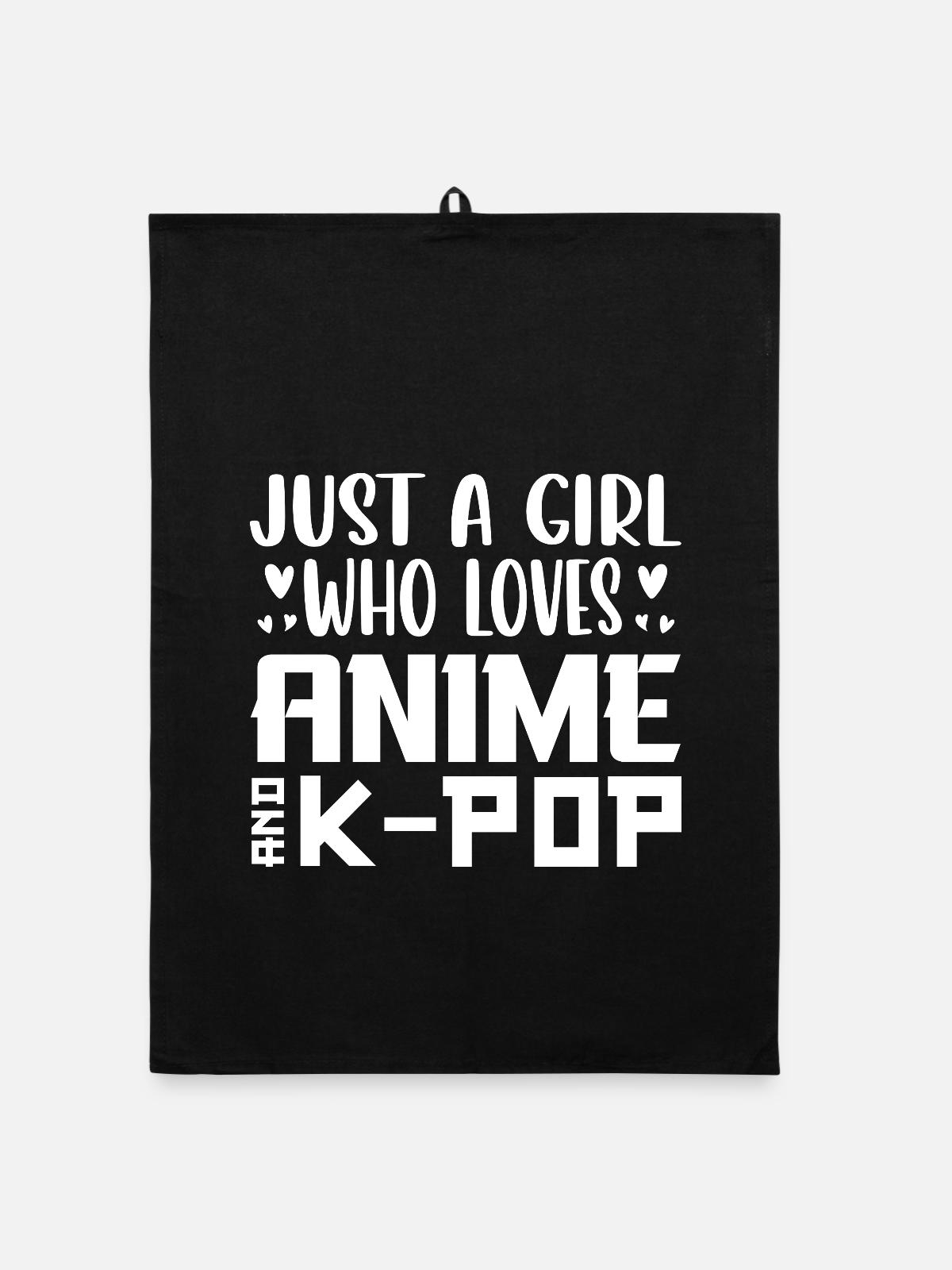 Anime und K-Pop: Mädchenliebe - Organic Geschirrtuch - Schwarz - Vorne