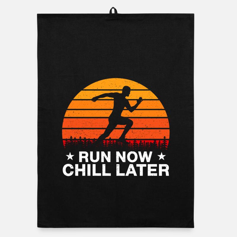 Running Run Now Chill Later Marathon Runner Gift Torchon bio