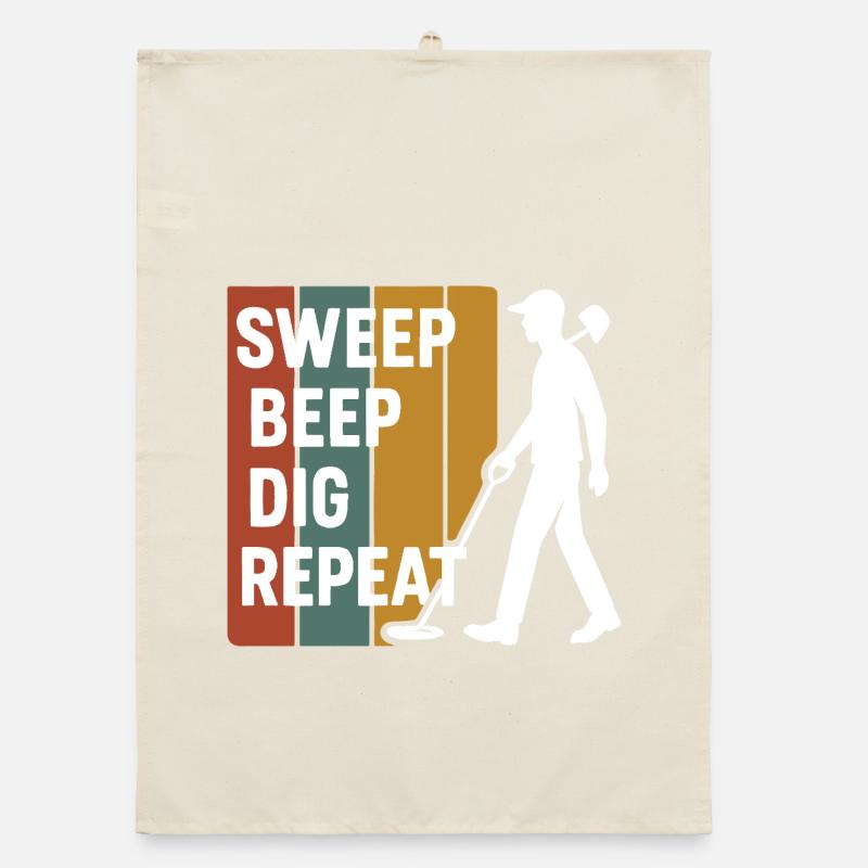 Sweep Beep Grab Repeat Metal Detection Fun Organic Geschirrtuch