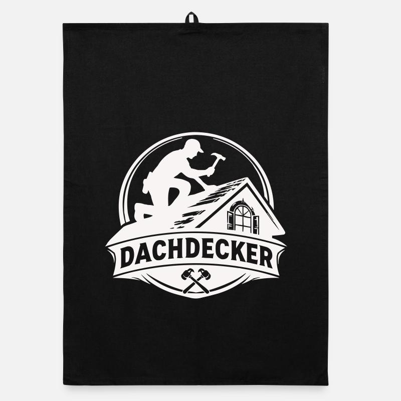 Dachdecker Handwerk Logo Motiv Organic Geschirrtuch