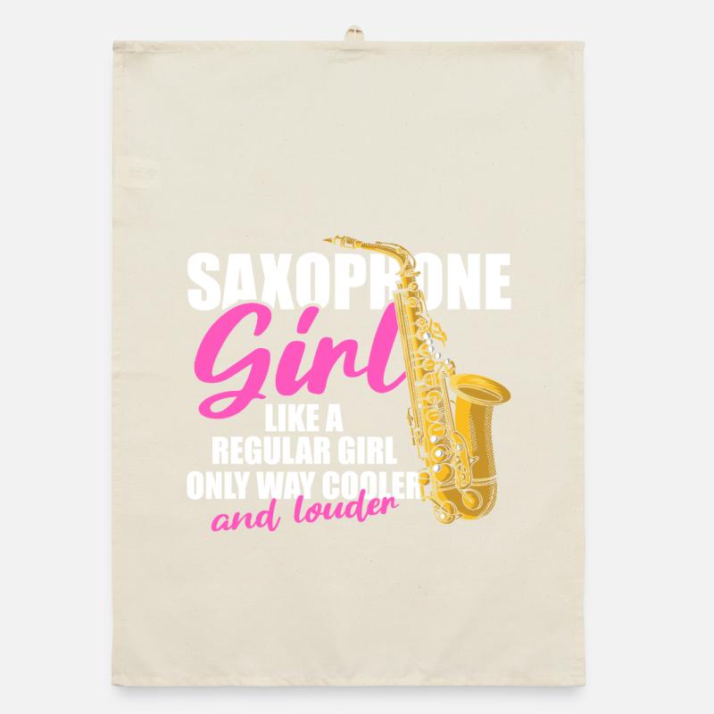 Fille saxophone Joueuse de saxophone Torchon bio