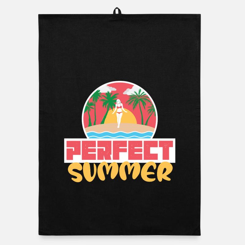 Design Rétro Parfait Summer Beach Sunset Torchon bio