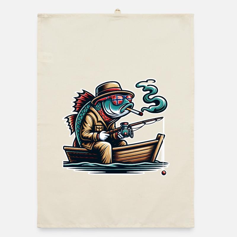 Fishing Norway Funny Fish Organic dish towel