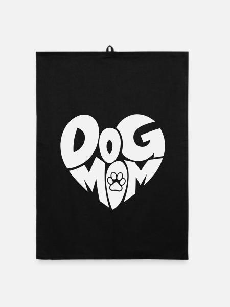 Maman de chien - Cœur de maman de chien avec patte - Torchon bio - noir - Devant
