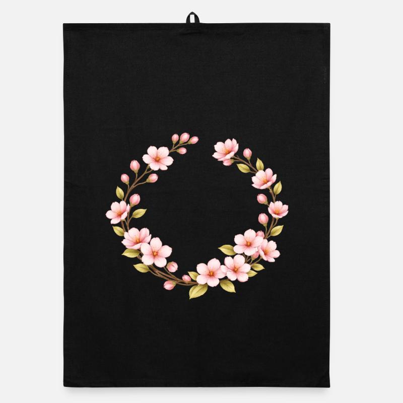 Spring Motif Cherry Blossom Frame Organic dish towel