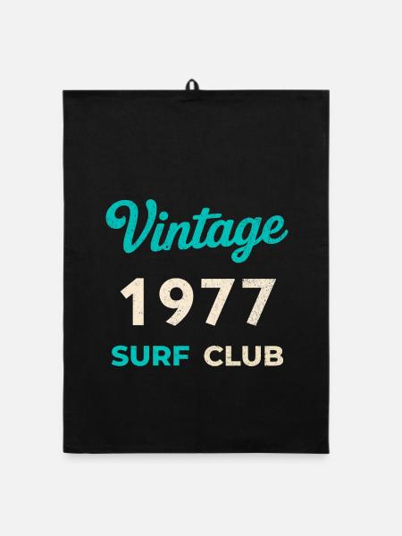 Vintage 1977 Surf Club Retro Geburtsjahr Geschenk - Organic Geschirrtuch - Schwarz - Vorne