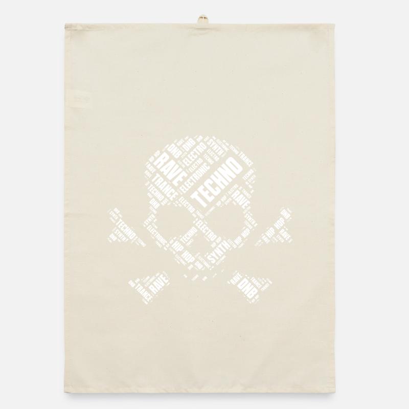 Techno-Schädel-Wortwolke Organic Geschirrtuch