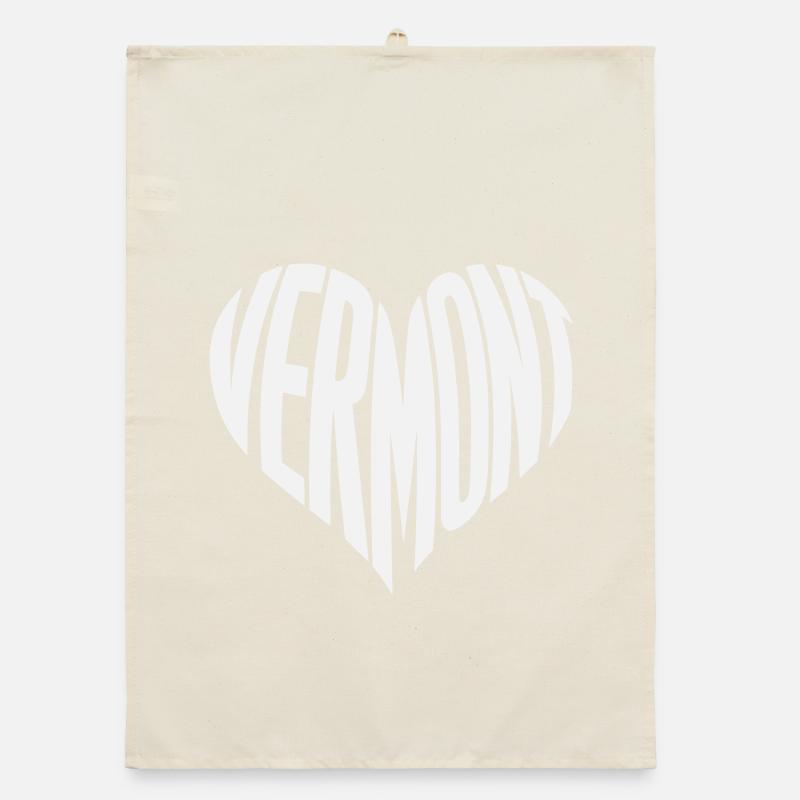 Vermont, USA Heart Typography Organic dish towel