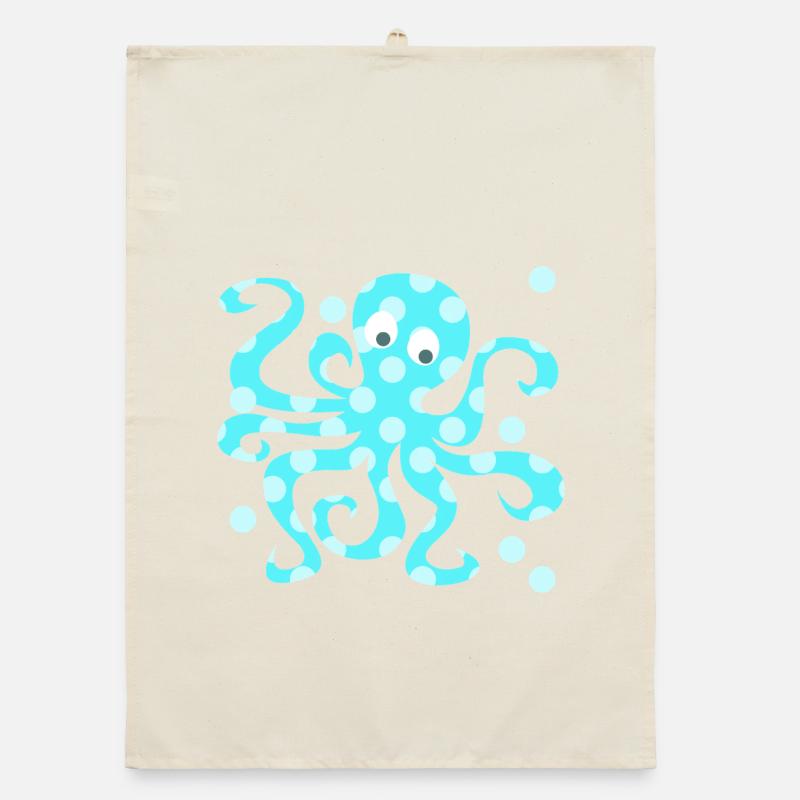 Octopus Squid Dots Dots Comic Sea Animal Organic dish towel