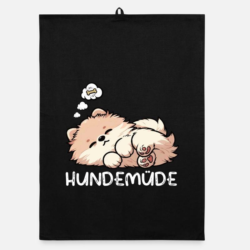 Hundemüde Zwergspitz Zwergspitze Spitzhund Spitz Organic Geschirrtuch
