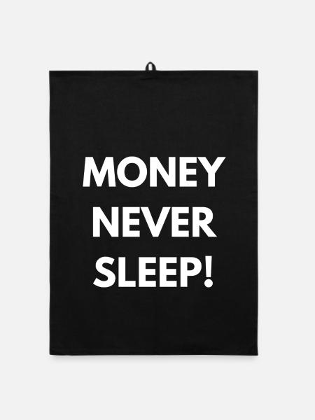 Money never sleep! - Organic Geschirrtuch - Schwarz - Vorne