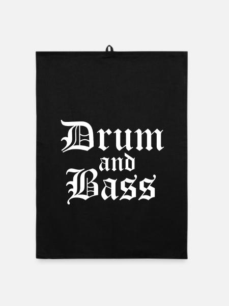Drum and Bass Gothic-Schrift - Organic Geschirrtuch - Schwarz - Vorne
