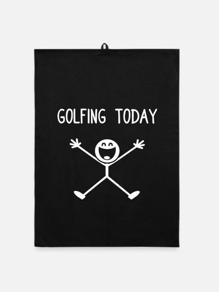 Golfing today Golfer Golf Golfen - Organic Geschirrtuch - Schwarz - Vorne