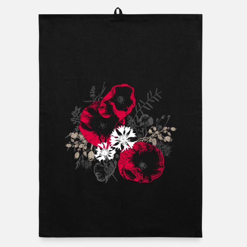 Coquelicots Bleuets Fleurs sauvages Torchon bio