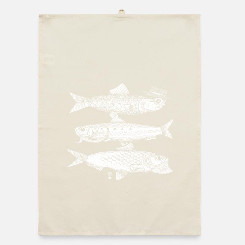 3 Fish - White Organic dish towel