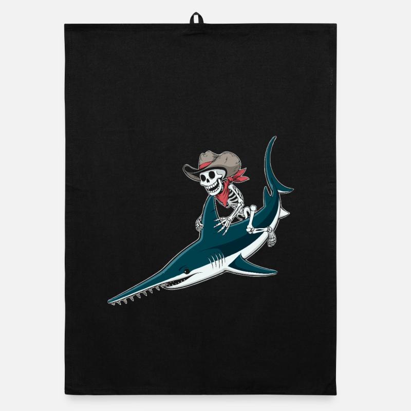 Knochencowboy auf Sägefisch-Abenteuer Sägerochen  Organic Geschirrtuch