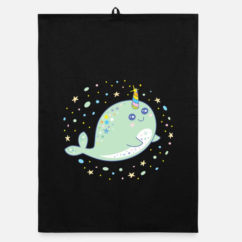 Couleurs pastel mignonnes de narval licorne Kawaii Torchon bio