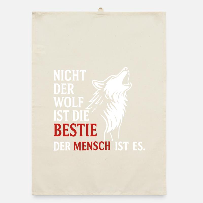 CoolesWolfs design with saying Organic dish towel