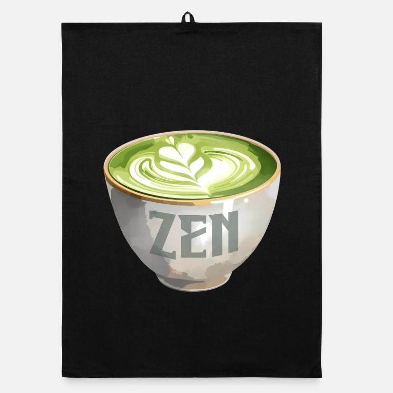 Zen Matcha Latte Watercolour Organic dish towel