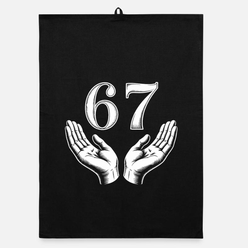 Funny 67 Meme Hands Gen Alpha Humor Organic dish towel