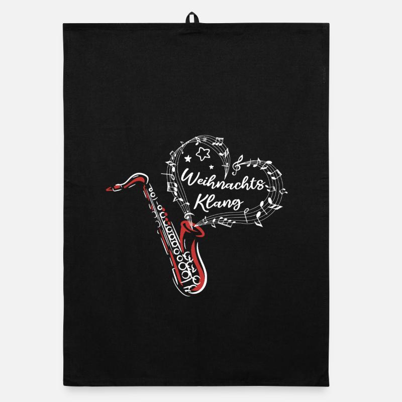 Weihnachten Saxofon Weihnachtsklang Musik - Organic Geschirrtuch - Schwarz