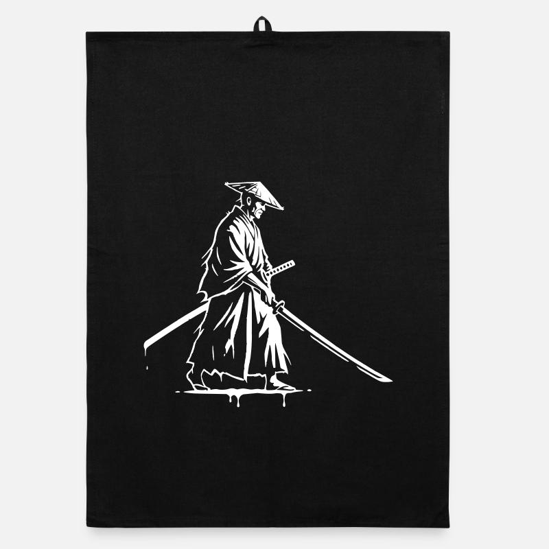 Ronin Samurai Zeichnung Ink Vektor Organic Geschirrtuch