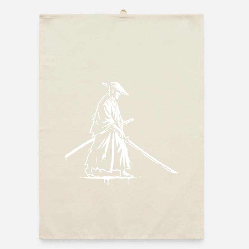 Ronin Samurai Drawing Ink Vector Organic dish towel