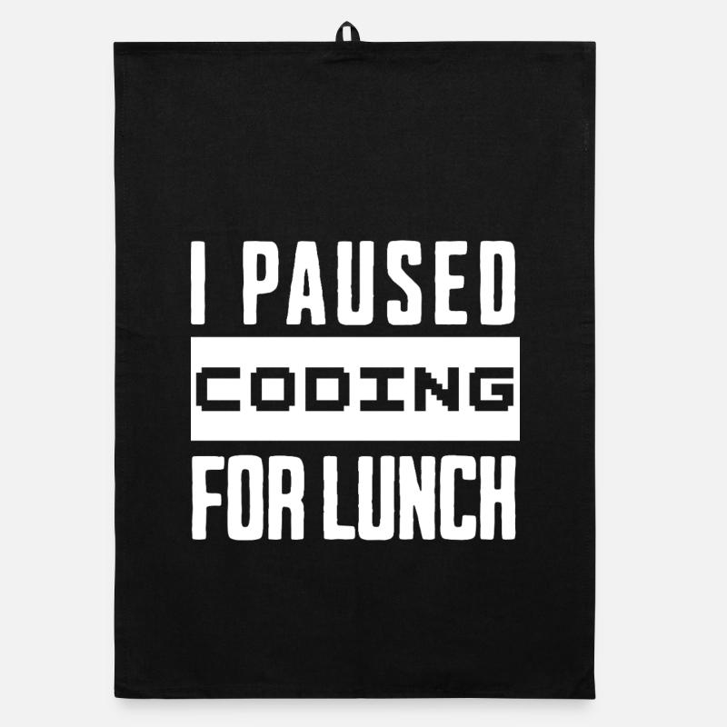 Nerd Coding , I Paused Coding for Lunch - Organic Geschirrtuch - Schwarz