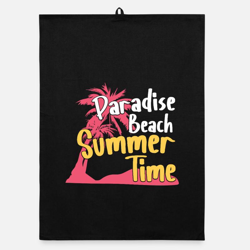 Paradise Beach Summer Time Retro Design Organic Geschirrtuch