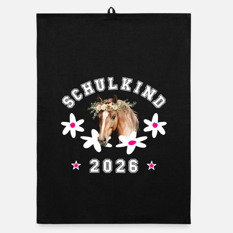 Schulkind 2026 Pferd Einschulung Organic Geschirrtuch
