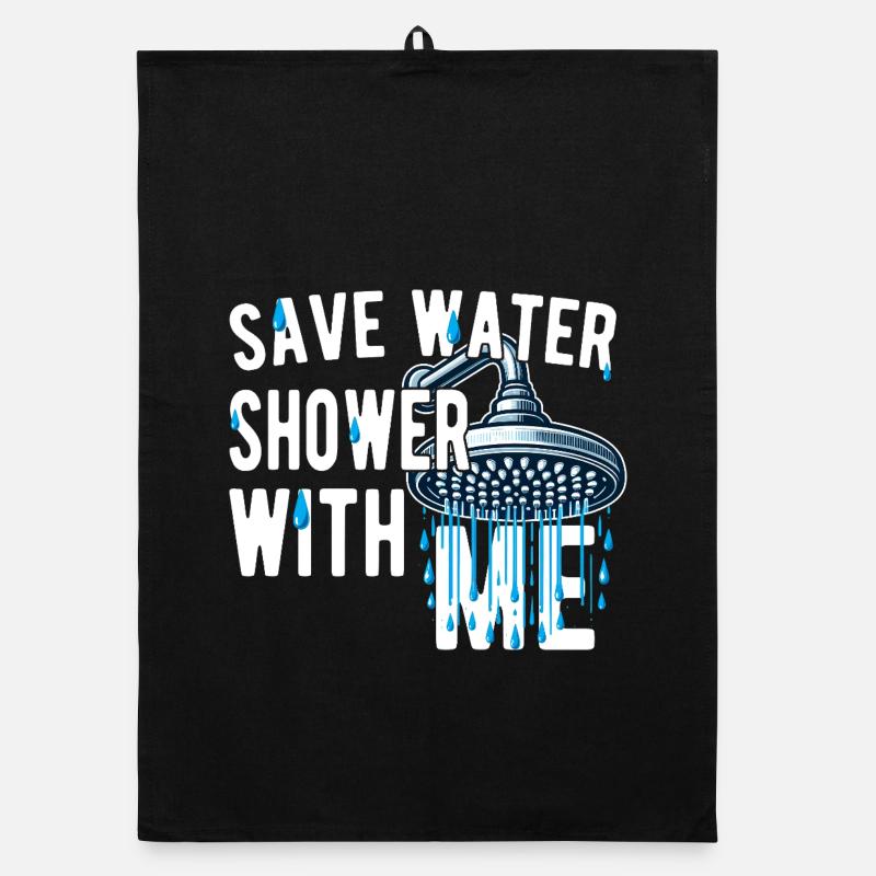 Wasser sparen, mit mir duschen, witzig, witzig Organic Geschirrtuch