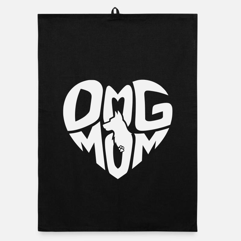 Maman de chien, emblème de cœur de maman de chien Torchon bio
