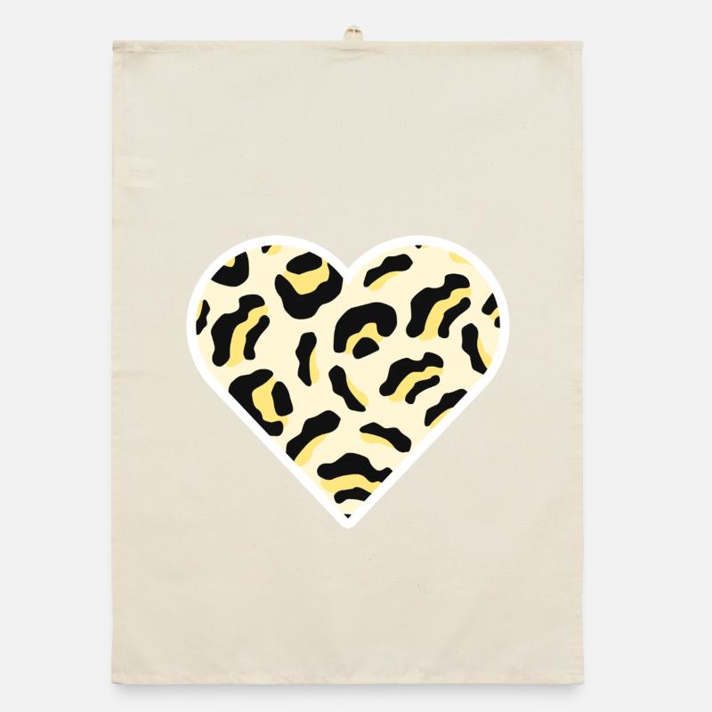 Classic Leopard Print Heart Organic dish towel