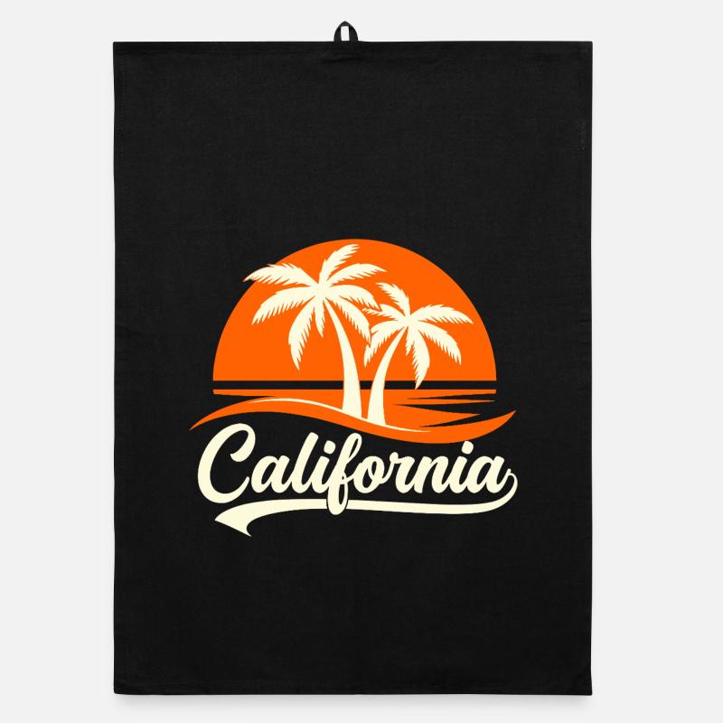 California Palm Trees Sunset Organic dish towel