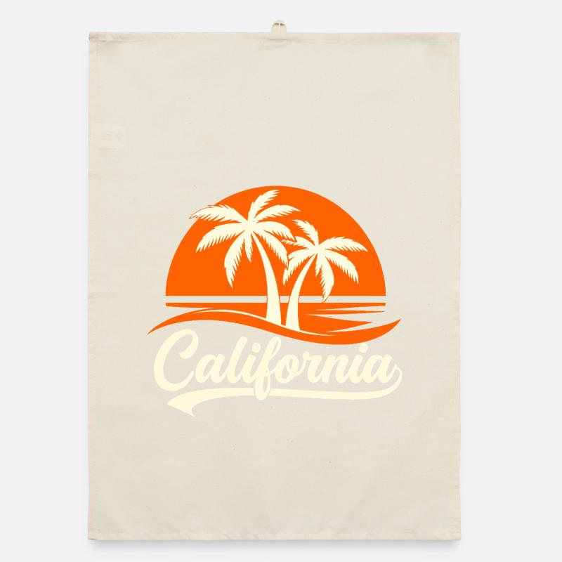 California Palm Trees Sunset Organic dish towel