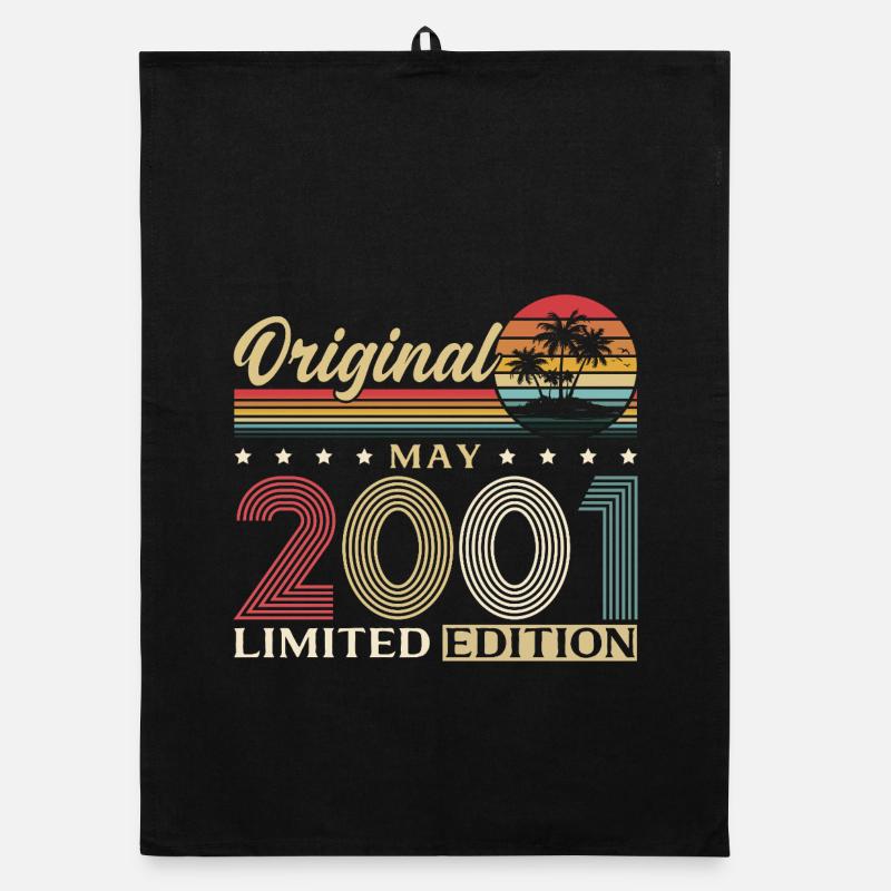 25th Birthday Gift Original May Vintage 2001 Organic dish towel