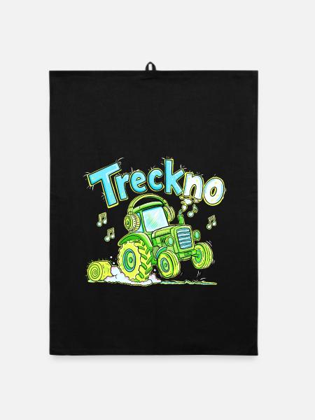 Treckno Traktor Techno Trecker Landwirt Party - Organic Geschirrtuch - Schwarz - Vorne