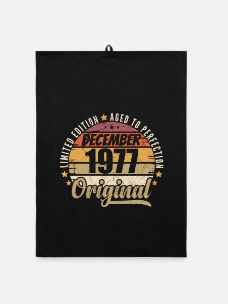 Geboren im Dezember 1977 – Original Vintage-Edition - Organic Geschirrtuch - Schwarz - Vorne