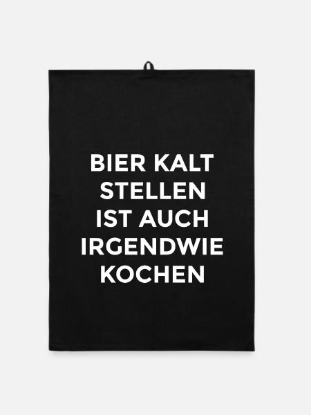 Bier Party Shirt  - Organic Geschirrtuch - Schwarz - Vorne