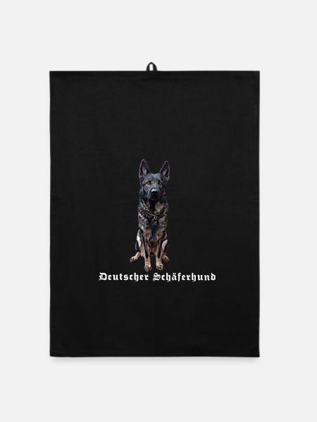 Deutscher Schäferhund Hundemotiv Hundefreunde - Organic Geschirrtuch - Schwarz - Vorne