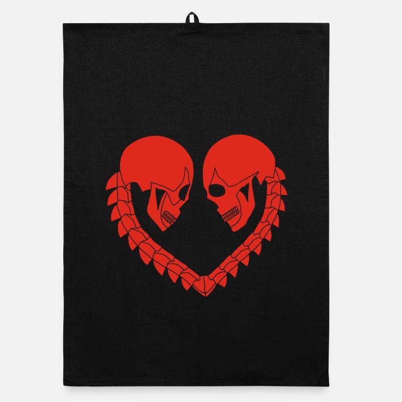 Rotes Schädelherz Organic Geschirrtuch