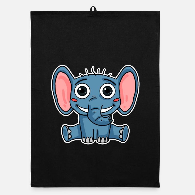 Éléphant - Torchon bio - noir