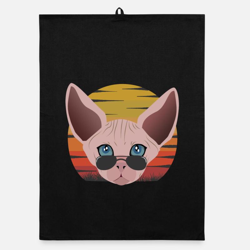 sphinx cat sunset Organic dish towel
