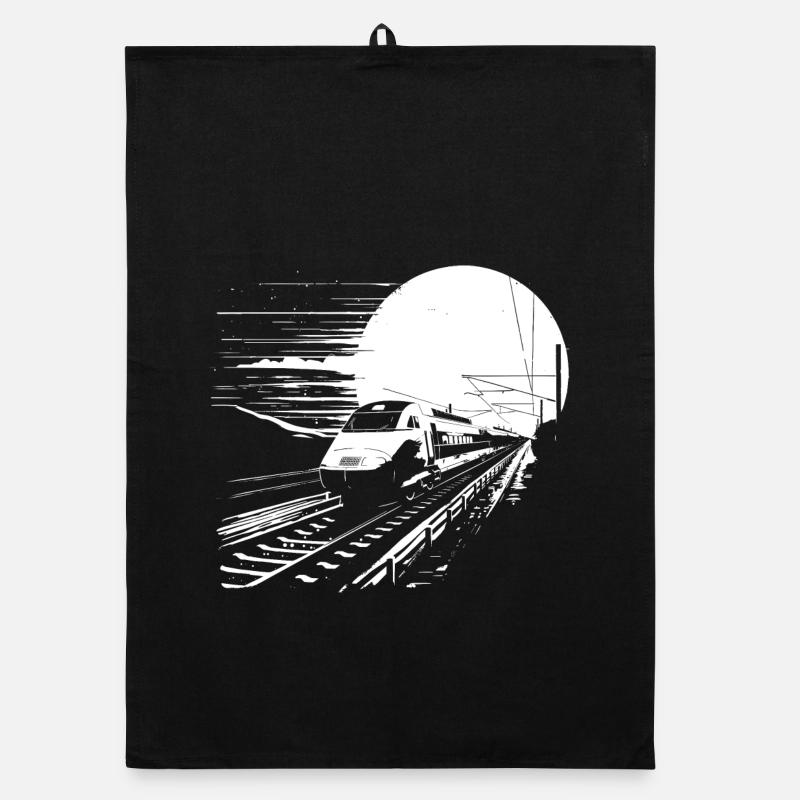 Eisenbahn Grafik - Organic Geschirrtuch - Schwarz