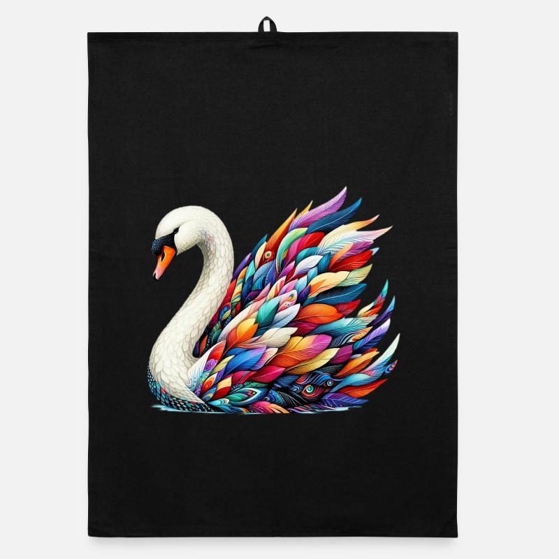 Schwan - Organic Geschirrtuch - Schwarz