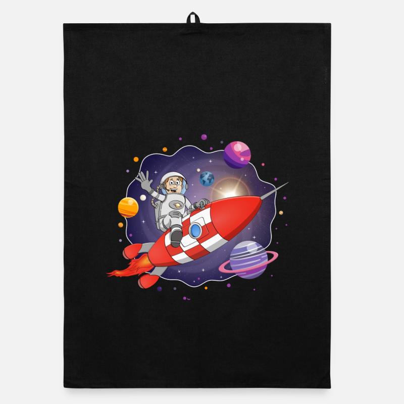 L’astronaute de la fusée rouge dans l’espace Torchon bio