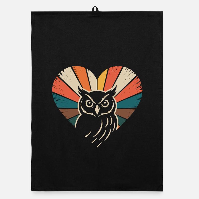 Herz mit Eule im Retro-Stil Organic Geschirrtuch