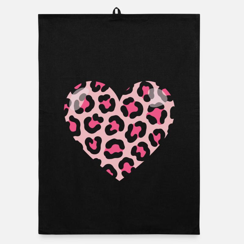 Leopard Love Heart Organic dish towel