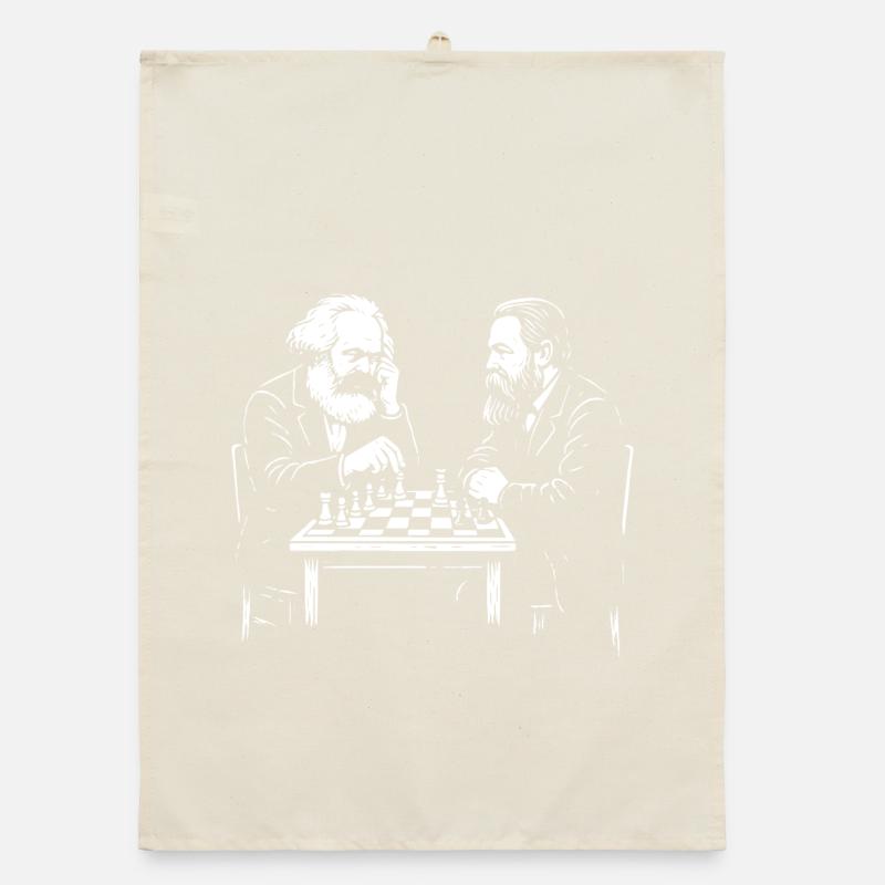 Karl Marx e Friedrich Engels giocano a scacchi Strofinaccio da cucina ecologico